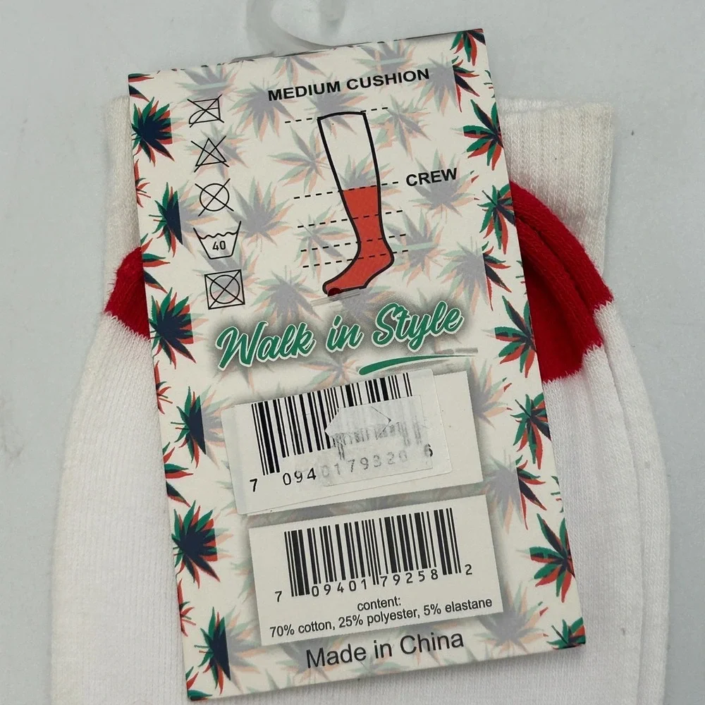 Pot Leaf Socks Blazing Buddies 420 Love Crew Medium Cushion One Size White NEW